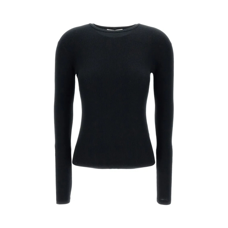Lisa Yang Haut à manches longues Ribbed Long-Sleeve T-Shirt With Crewneck Black