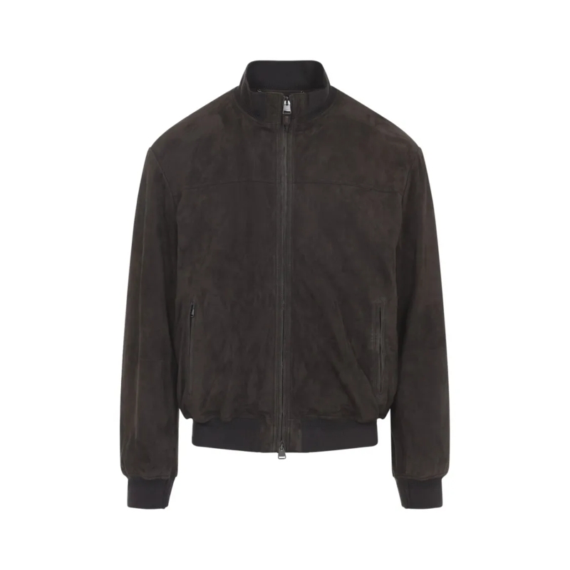 Canali Bomberjacke Brown Goat Bomber Jacket Black