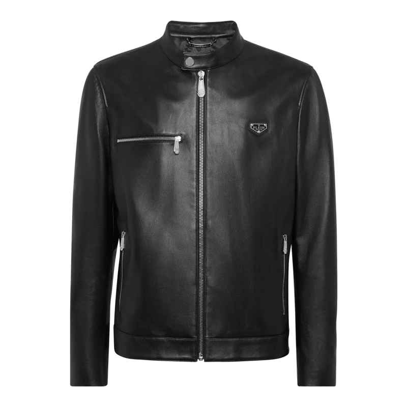 Philipp Plein Lederjacke Leder Biker schwarz