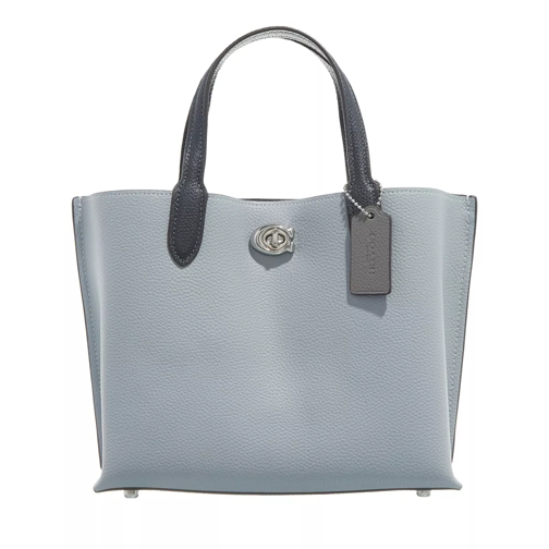 Coach Colorblock Leather Willow Tote 24 B4/Grey Blue Multi Tote