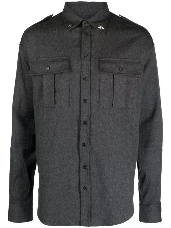 Dsquared2 - Long-Sleeve Virgin Wool Shirt - Größe 52 - gray