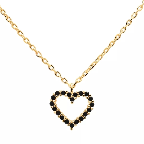 PDPAOLA Necklace Heart Black/Yellow Gold Collier court