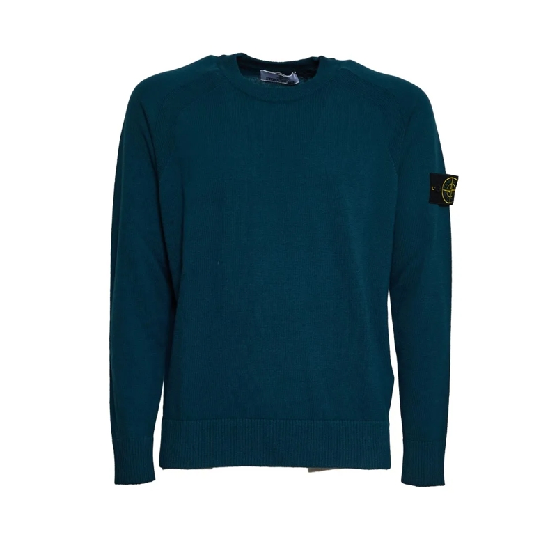Stone Island Pullover Petrol Blue Wide Fit Geelong Wool Sweater Black