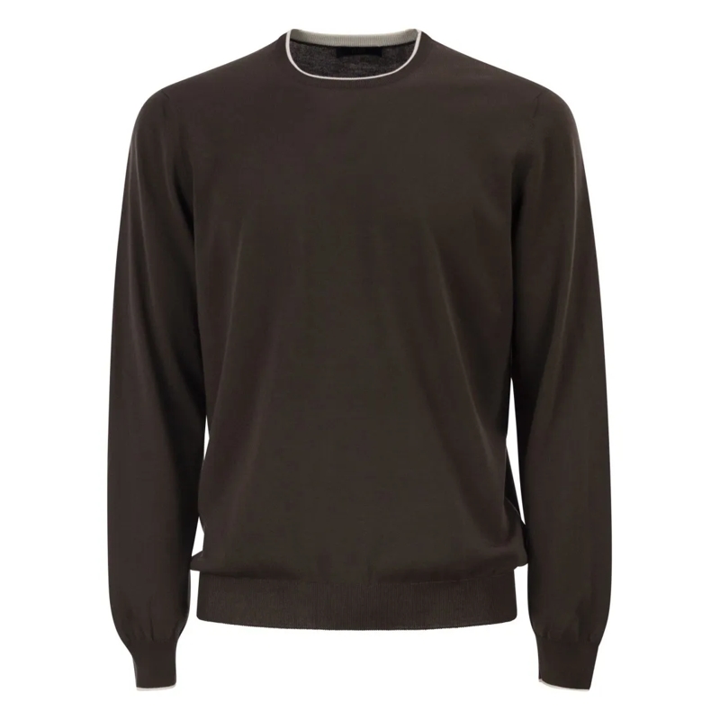 Fay Top met lange mouwen Long-Sleeved Crew Neck Jumper With Contrasting Tri Black