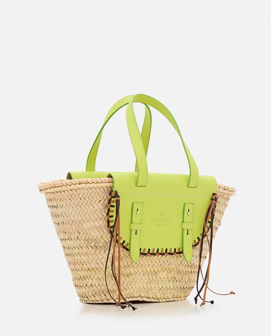 Cuba Lab Shoppers & Totes Tropicana Straw And Leather Tote Bag in geel