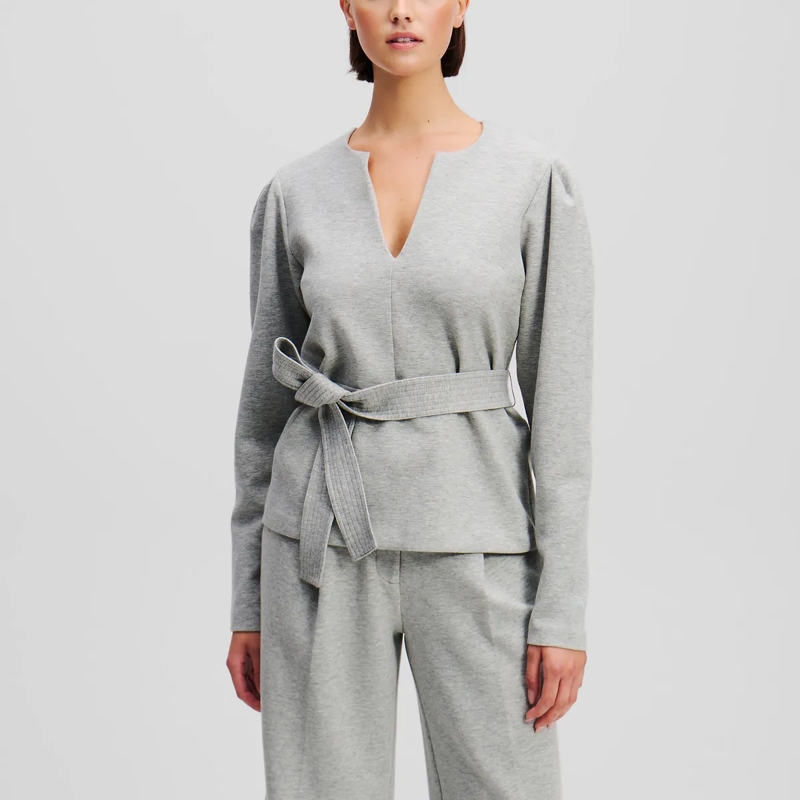 Karl Lagerfeld Sweatshirt SWEATSHIRT AUS DOPPEL-JERSEY MIT V-AUSSCHNITT hell-grau (Image 3)