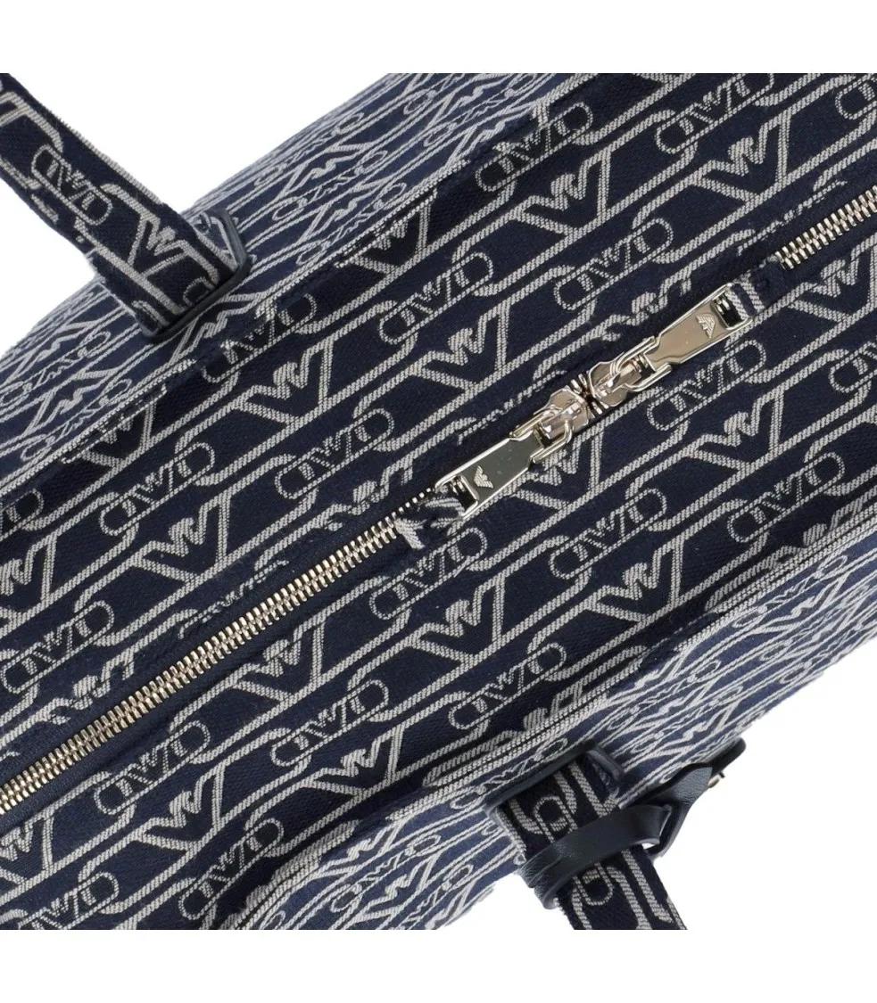 Emporio Armani Shoppers & Totes Monogram Blue Écru Medium Shopping Bag in blauw