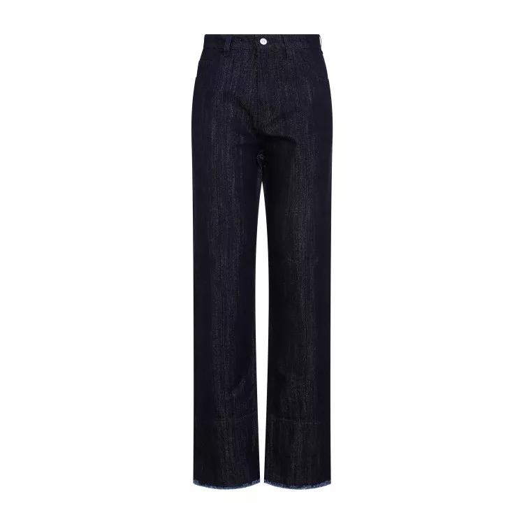 Victoria Beckham - Blue Indigo Cotton Cropped High Waist Tapered Jean - Größe 26 - blue