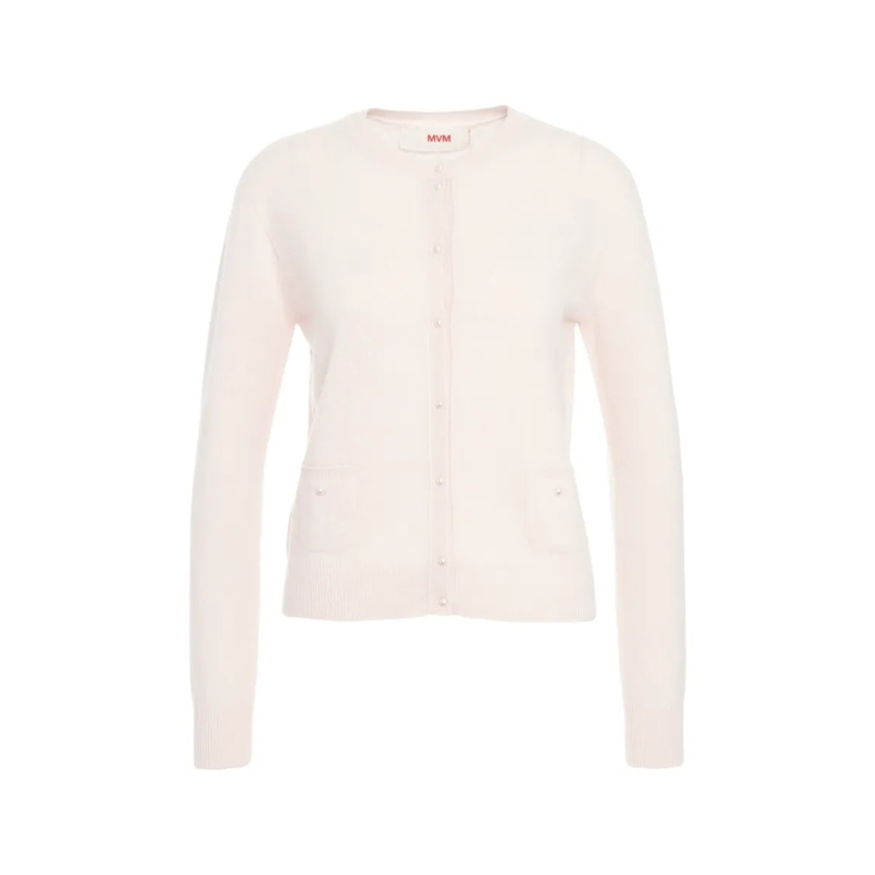 Mvm Vest Cardigan With Pearl Buttons Neutrals