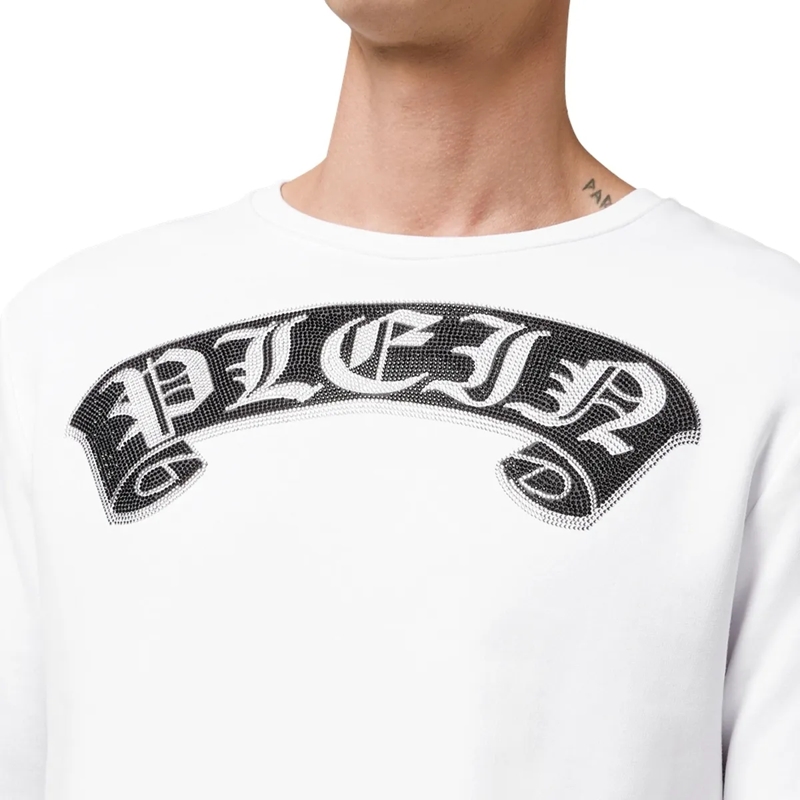 Philipp Plein Top Sweatshirt Gothic Plein Mit Schmucksteinen weiss(Image 5)