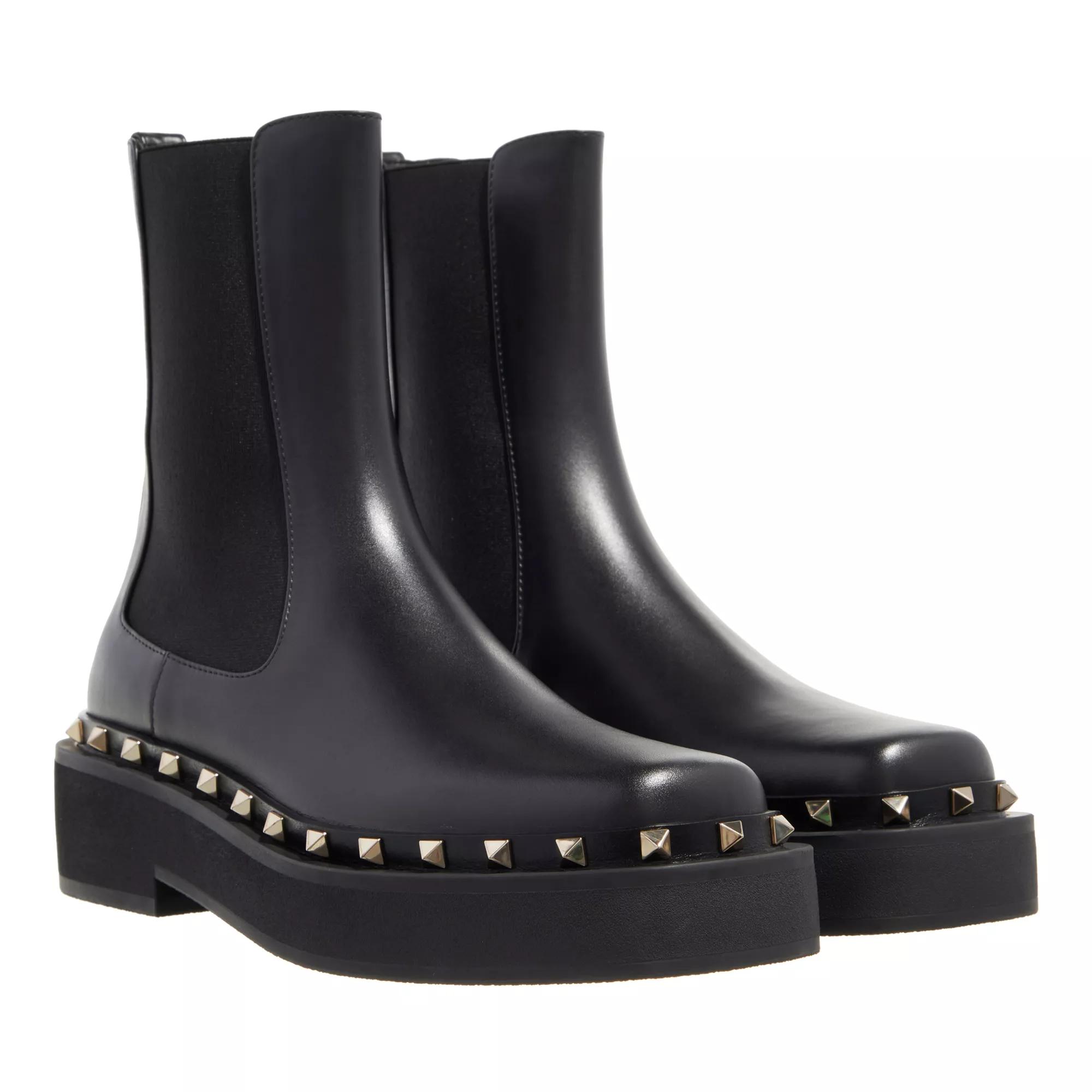 Valentino Garavani Boots & Stiefeletten - Platform Plain Toe Round Boots - Gr. 38 (EU) - in Schwarz - für Damen