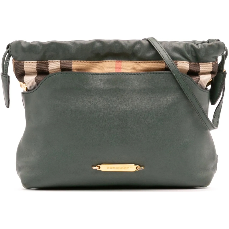 Burberry Sac à bandoulière House Check Canvas and Calfskin Little Crush Cross grün