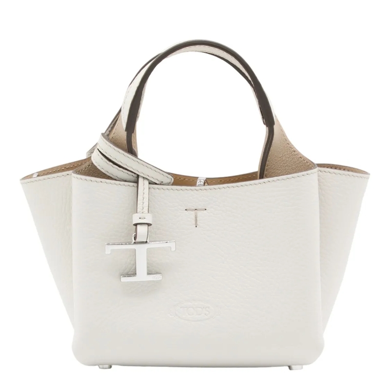 Tod's Sac à bandoulière Structured Handbag With Silver-Tone Charm White