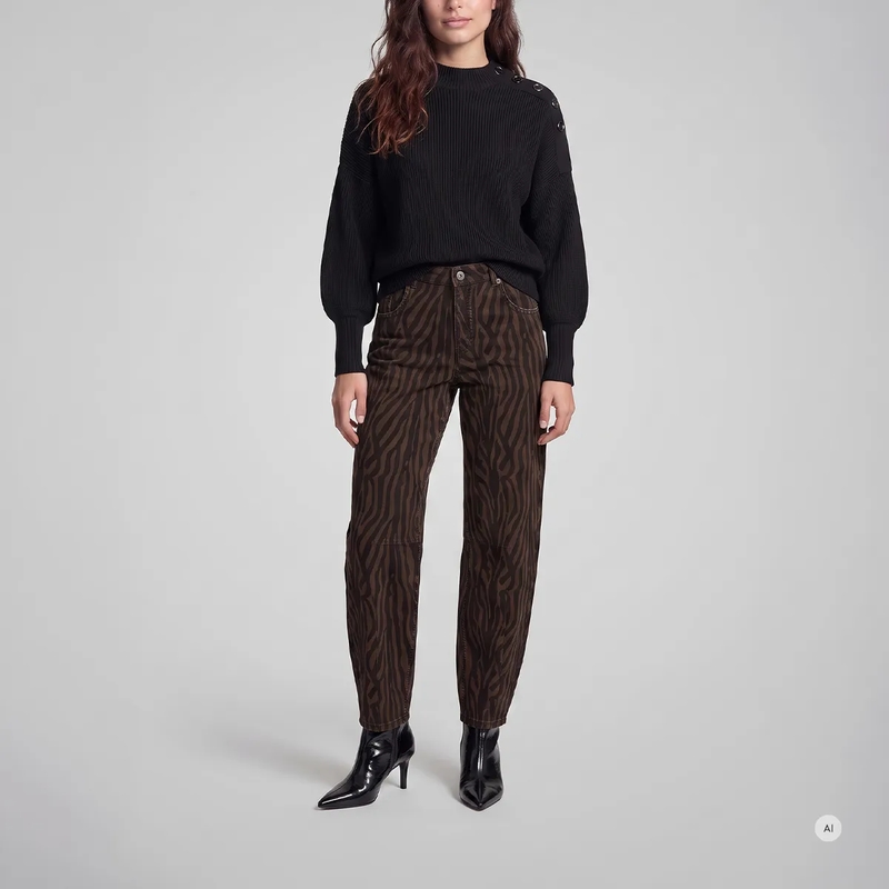Marc Aurel Barrel-Jeans Barreljeans- 6-Pocket-Modell- veganes Lederlabe braun(Image 2)