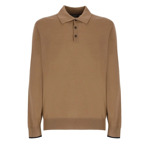 Peserico Polo shirt Virgin Wool Polo Shirt Brown