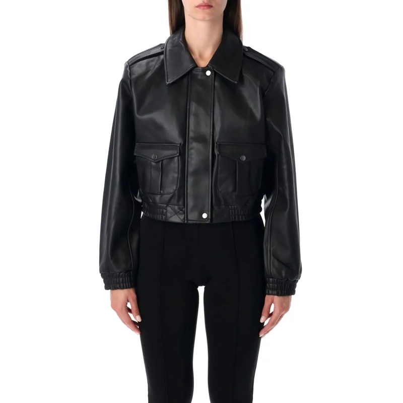 THE GARMENT Bomberjacke Black Brooklyn Bomber In Recycled Leather Black