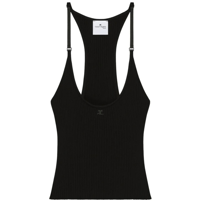 Courrèges Bluse Ribbed Sleeveless Top Black