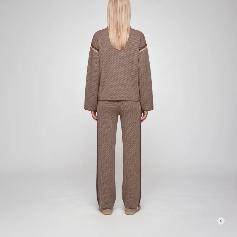 Marc Aurel Stoffhose Strickhose- Jacquard-Gestrick- elastisches Bünd braun(Image 4)