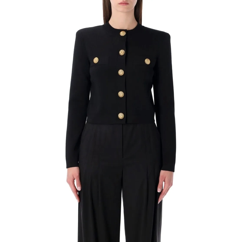 Balmain Vest Lion-Button Black Cardigan Black