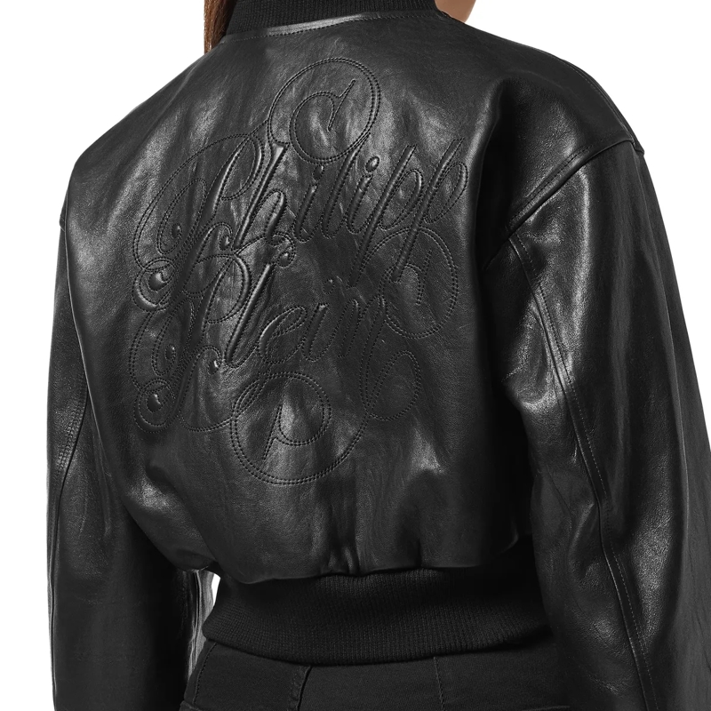 Philipp Plein Daunenjacke Leder-Bomber Signature schwarz(Image 5)