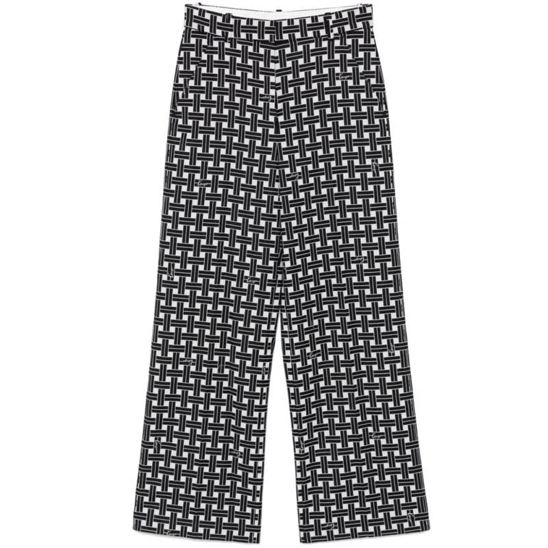 Kenzo  White Geometric Pattern Trousers Grey