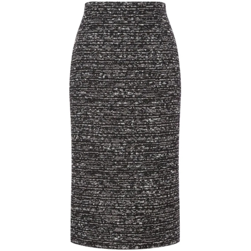 Alberta Ferretti Black Tweed Skirt Black Midi Rokken