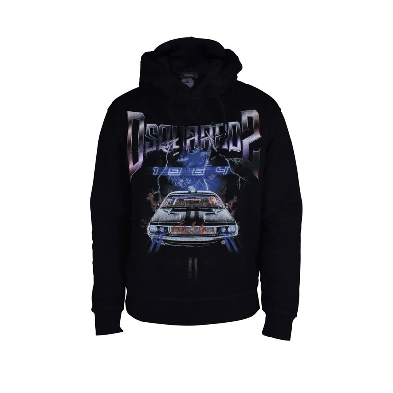 Dsquared2  Graphic Print Hooded Sweatshirt With Drawstring De Black