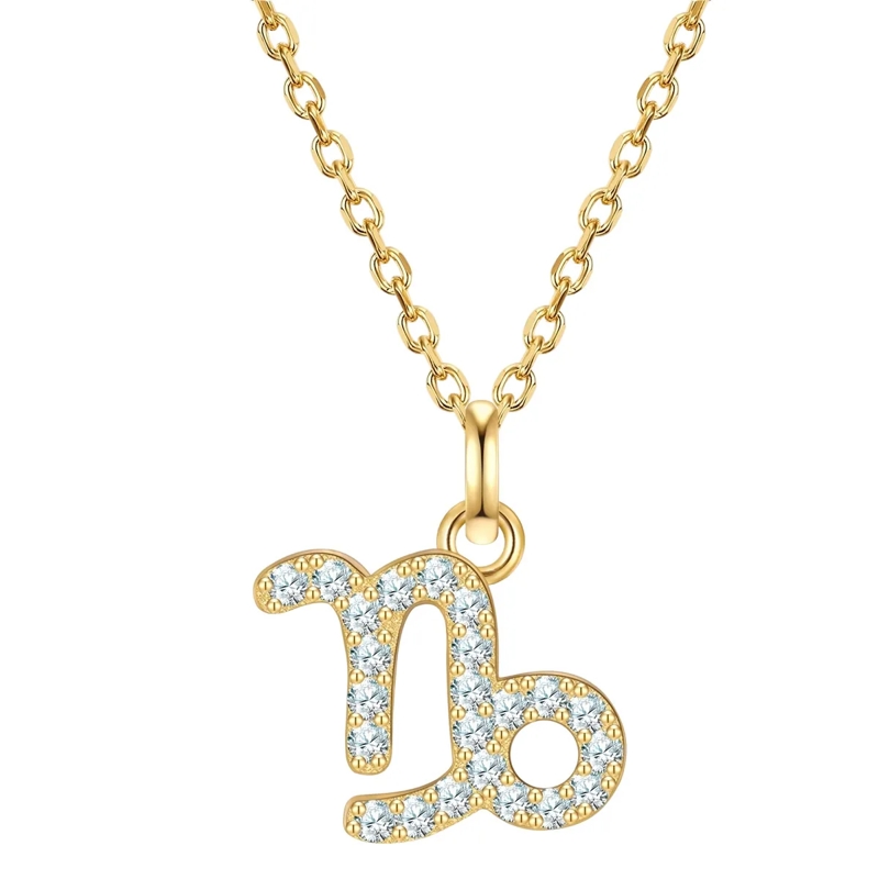 Glanzstücke München Mittellange Halskette Sterling Silber Halskette Zirkonia Sternzeichen St gold