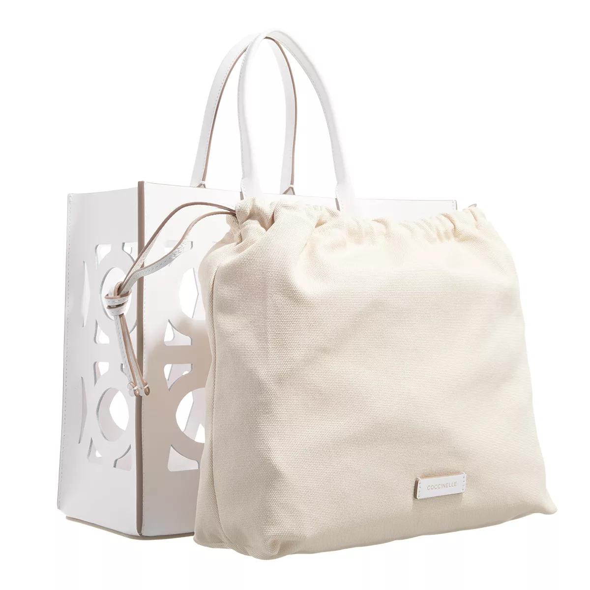 Coccinelle Leren Shopper Tas met Afneembare Katoenen Voering White Dames