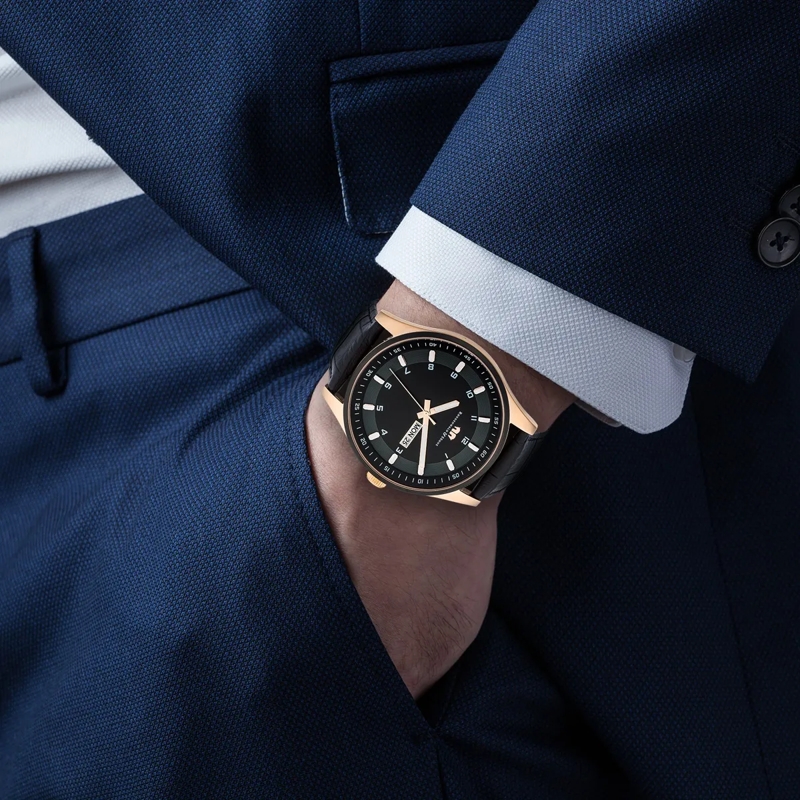 Rhodenwald & Söhne Automatikuhr Herren Armbanduhr Couragian Echtleder rosegold(Image 2)