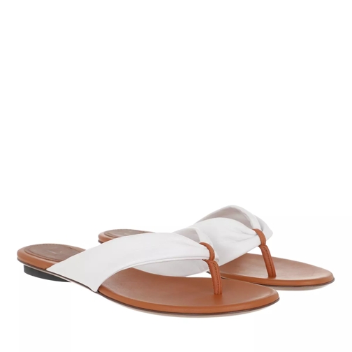 L´Autre Chose Flat Sandals Bicolor Lamb Leather White Rust Flip Flop