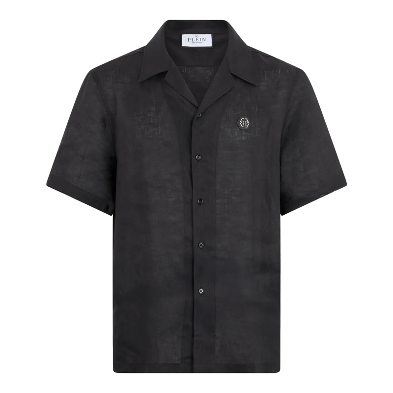 Philipp Plein Hemd Bowling Shirt Basic schwarz