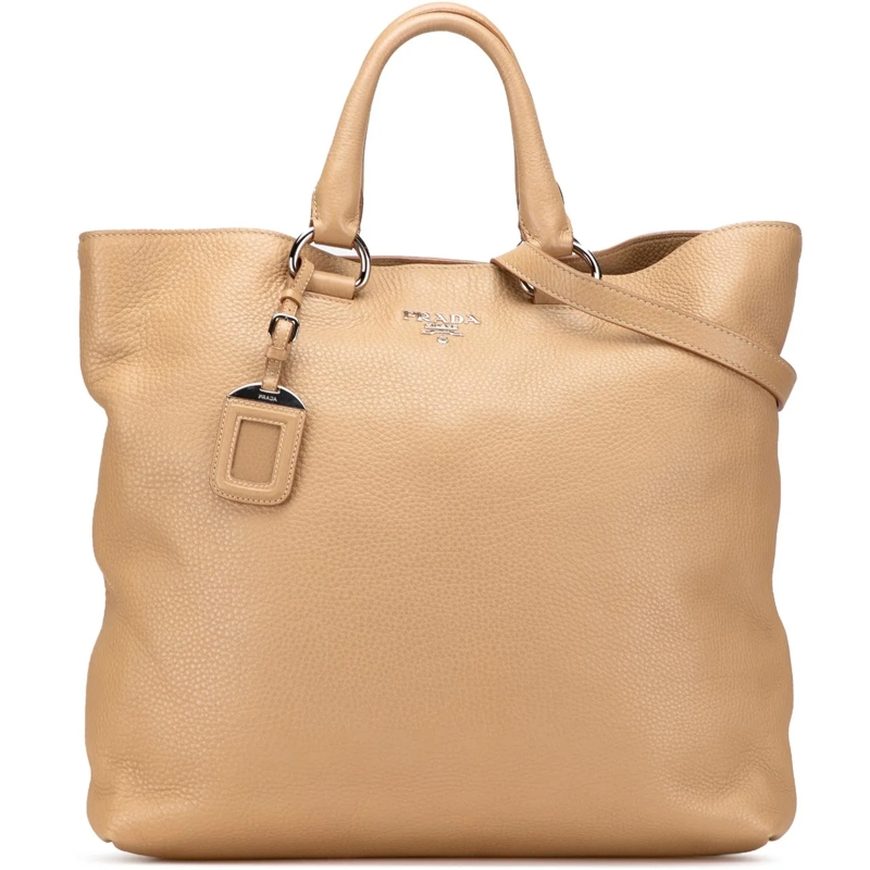 Prada Schultertasche Vitello Daino Open Convertible Tote braun