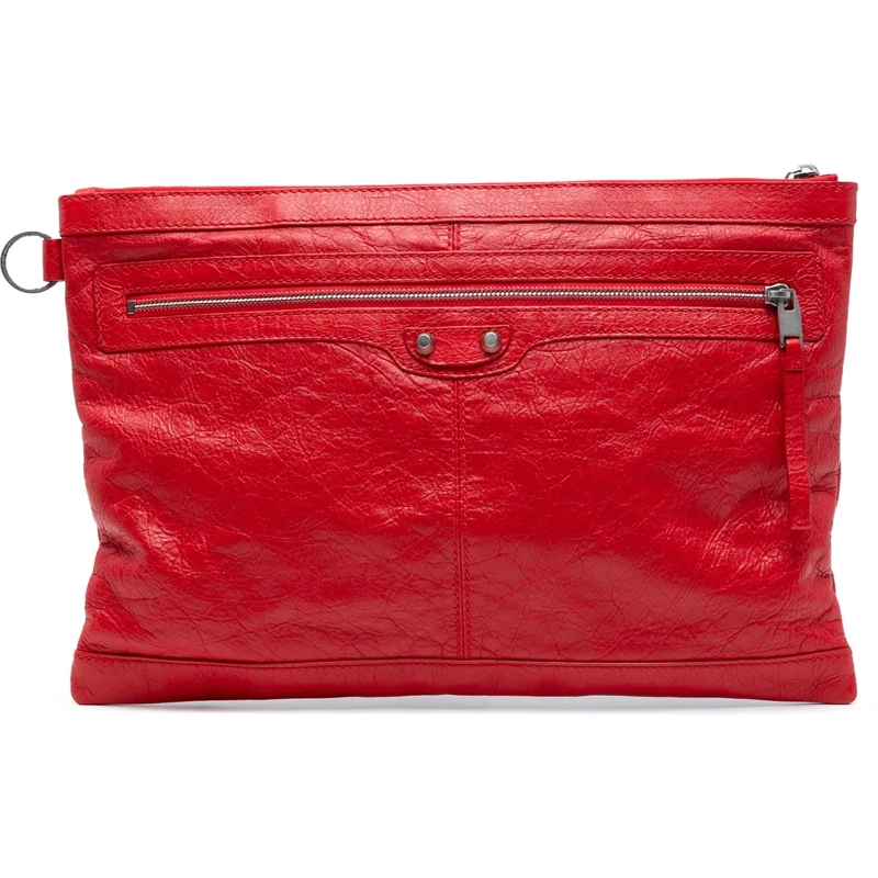Balenciaga Clutch Lambskin Motocross Classic Clip L Clutch rot