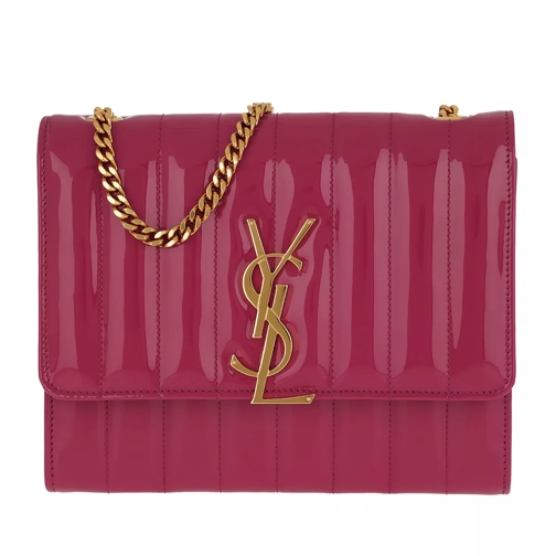 Saint Laurent Vicky Chain Wallet Quilted Patent Leather Freesia Crossbody Bag