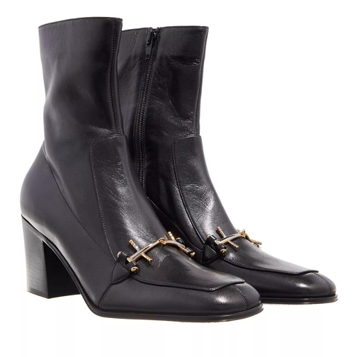 Saint Laurent Beau Smooth Leather Ankle Boots Black Stiefelette