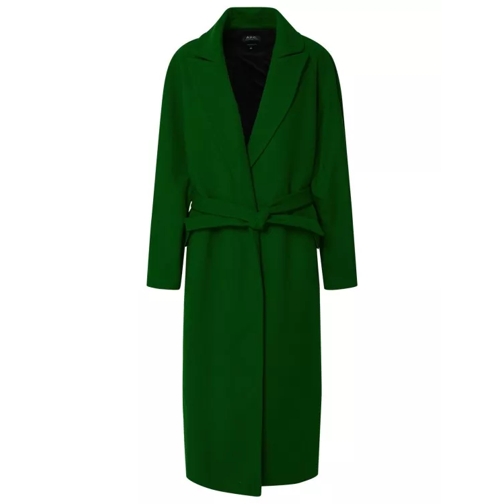 A.P.C. Florence Coat In Green Virgin Wool Blend Green 