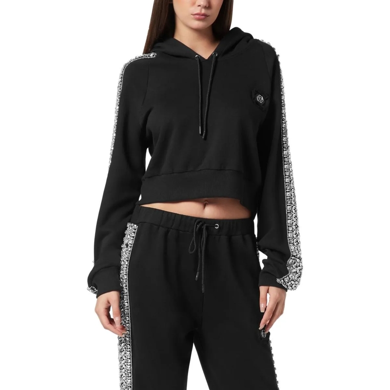 Philipp Plein Daunenjacke Kapuzen-Sweatjacket Crystal Verziert schwarz(Image 2)