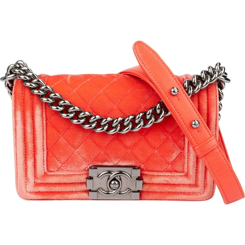 Chanel Tote Chanel Quilted Velvet Boy Single Flap Crossbody ba rot