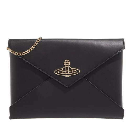 Vivienne Westwood Smooth Leather Thin Line Envelope Clutch Black Sac enveloppe