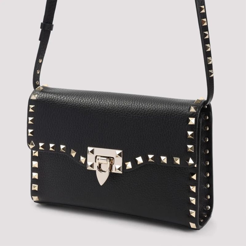 Valentino Garavani Sac à bandoulière Leather Shoulder Bag With Metallic Studs And Disti Black(Image 3)