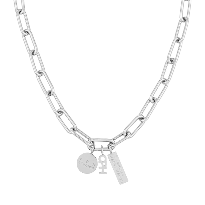 Copenhagen Mittellange Halskette Edelstahl Halskette - Bold Set silber