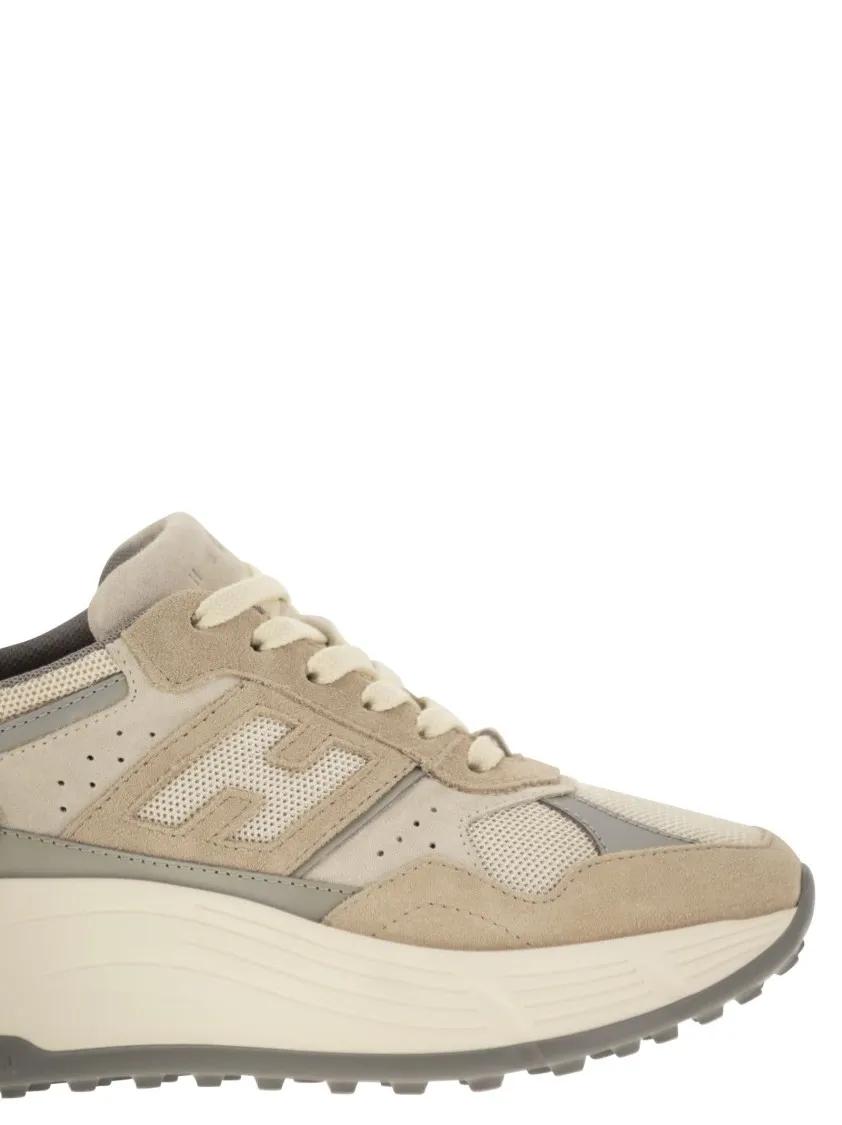Thumbnail - Hogan Low-Top Sneaker - H669 - Hi-Fi Fabric And Suede Trainers - Gr. 40 (EU) - in Beige - für Damen