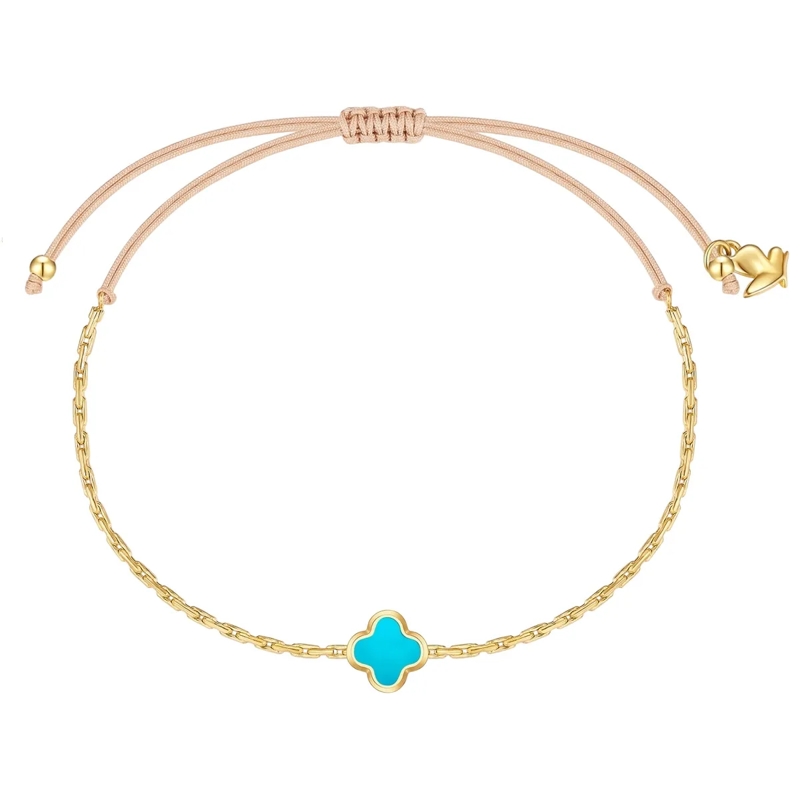 Glanzstücke München Armband Edelstahl Armband Türkis (synth.) Kleeblatt gold