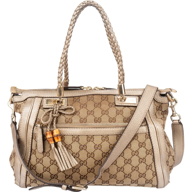 Gucci Tote Gucci GG Monogram Bamboo Handbag braun