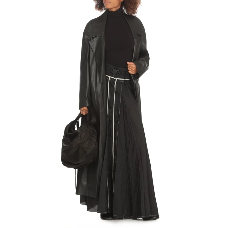 Black leather raincoat on sale
