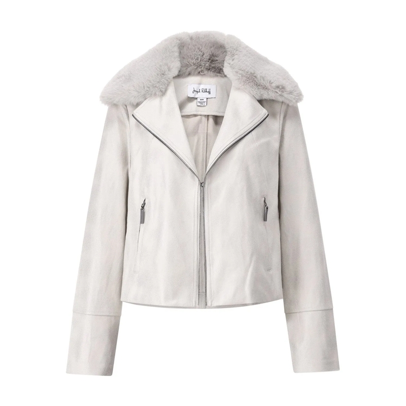 Joseph Ribkoff Blazer Jacke mit Fellbesatz Hellgrau