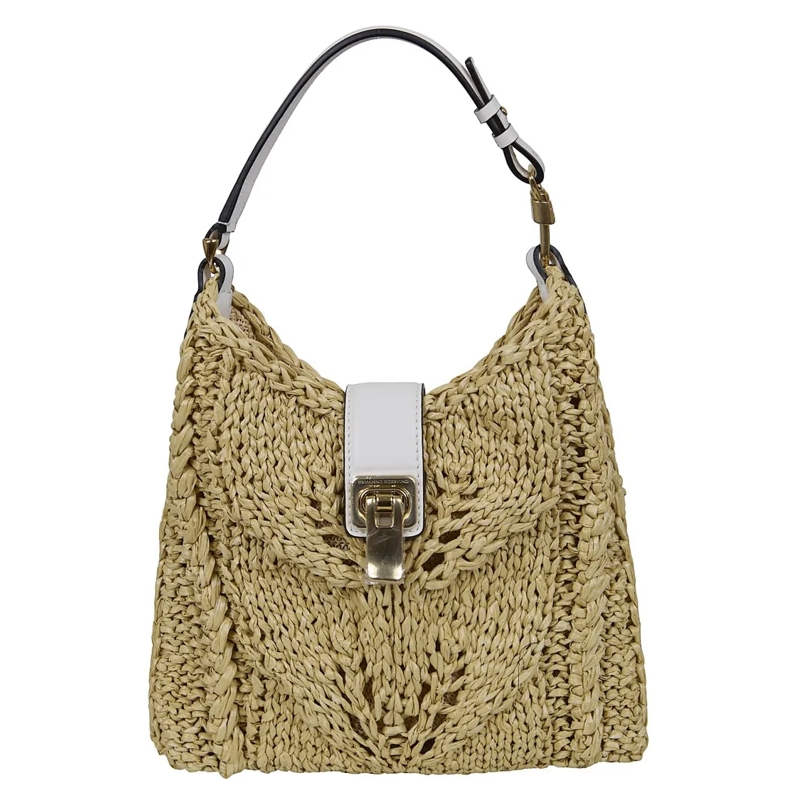 Ermanno Scervino Sac à bandoulière Woven Viscose Handbag With Metallic Closure Brown