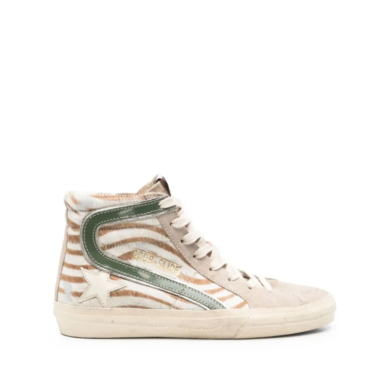 Golden Goose Low-Top-Sneaker High-Top Sneakers With Zebra Stripe Pattern Neutrals