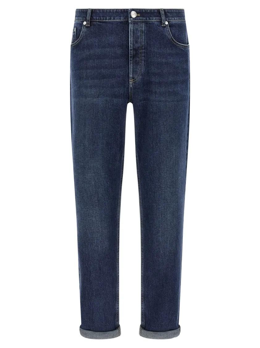 Thumbnail - Brunello Cucinelli - Logo Embroidery Stretch Jeans - Größe 54 - blau